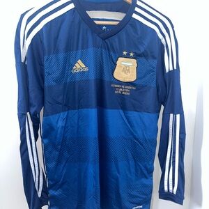2014 World Cup Adidas Away Long Sleeve Argentina Soccer Jersey